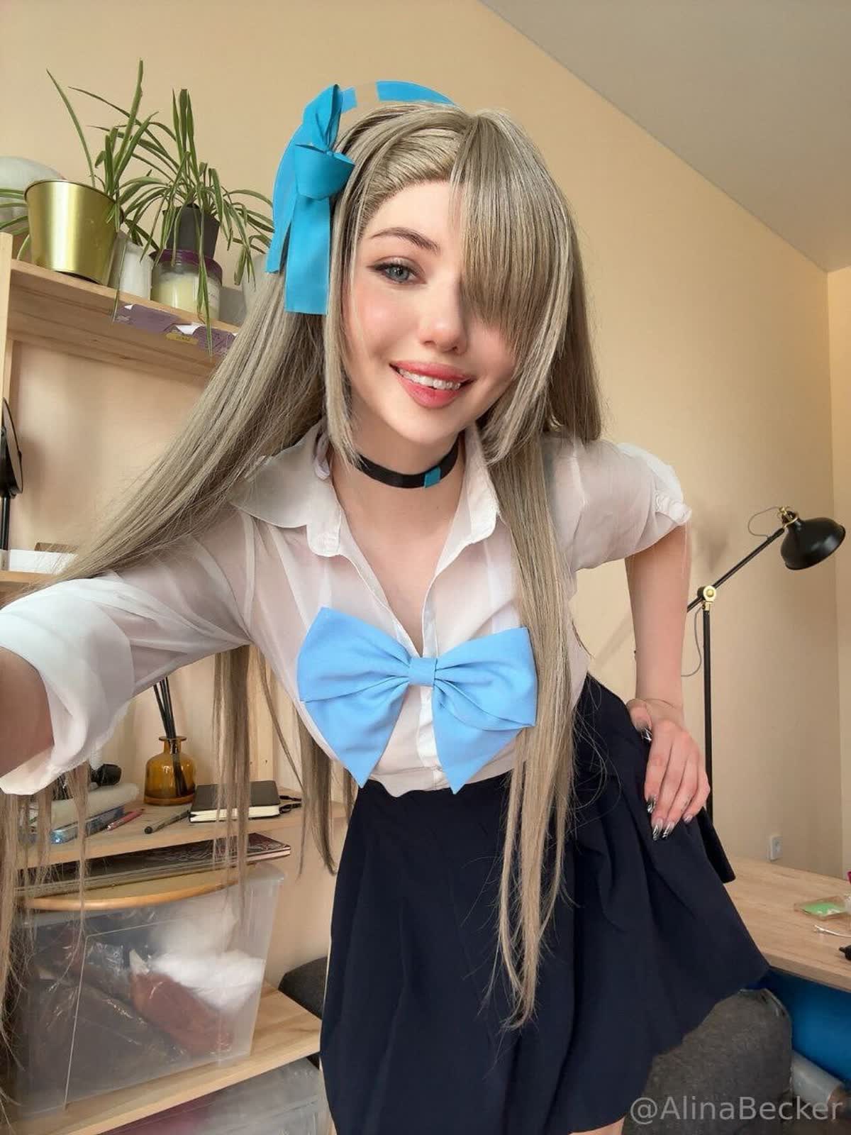 Blue Archive Asuna maid cosplay HD closeup 3