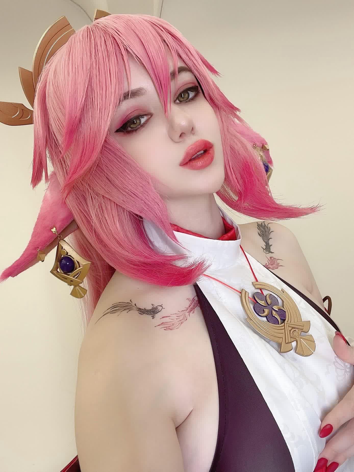 Yae Miko cosplay erotic nude 24 by Alina Becker, cosplay costume play HD