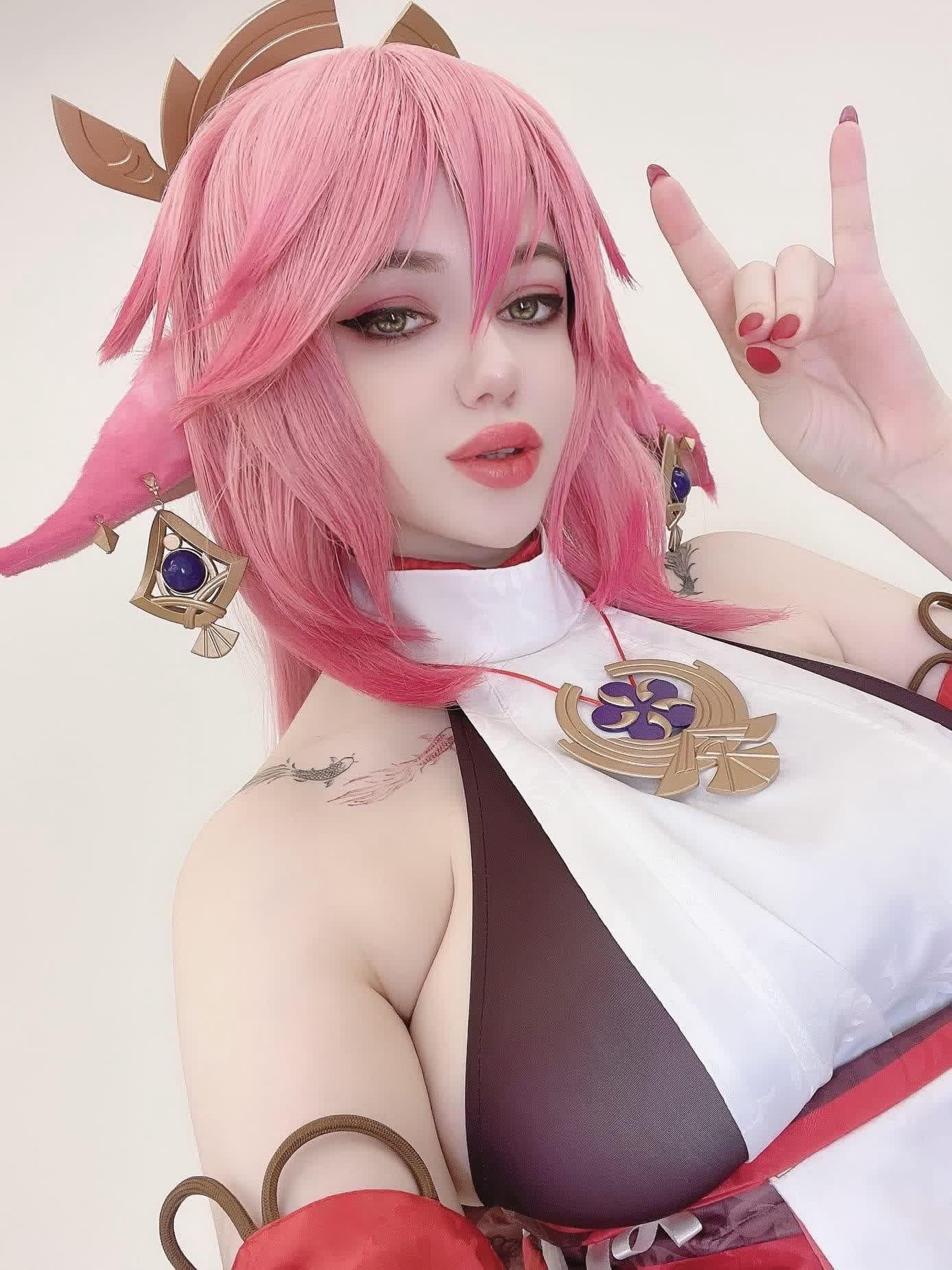 Alina Becker Yae Miko cosplay nude HD 33, adult cosplay, cosplay costume play